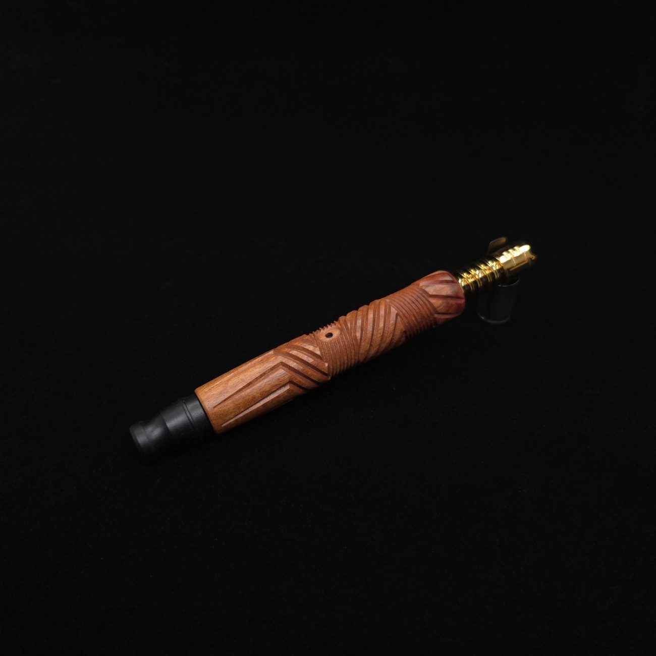 This image portrays Vertex XL Pink Ivory Burl Dynavap Stem + (2) Barrel Mouthpieces - NEW! ☘ by Dovetail Woodwork.