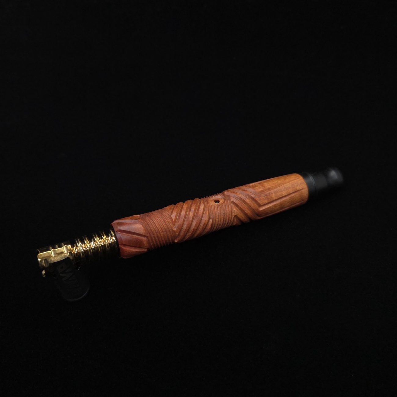 This image portrays Vertex XL Pink Ivory Burl Dynavap Stem + (2) Barrel Mouthpieces - NEW! ☘ by Dovetail Woodwork.