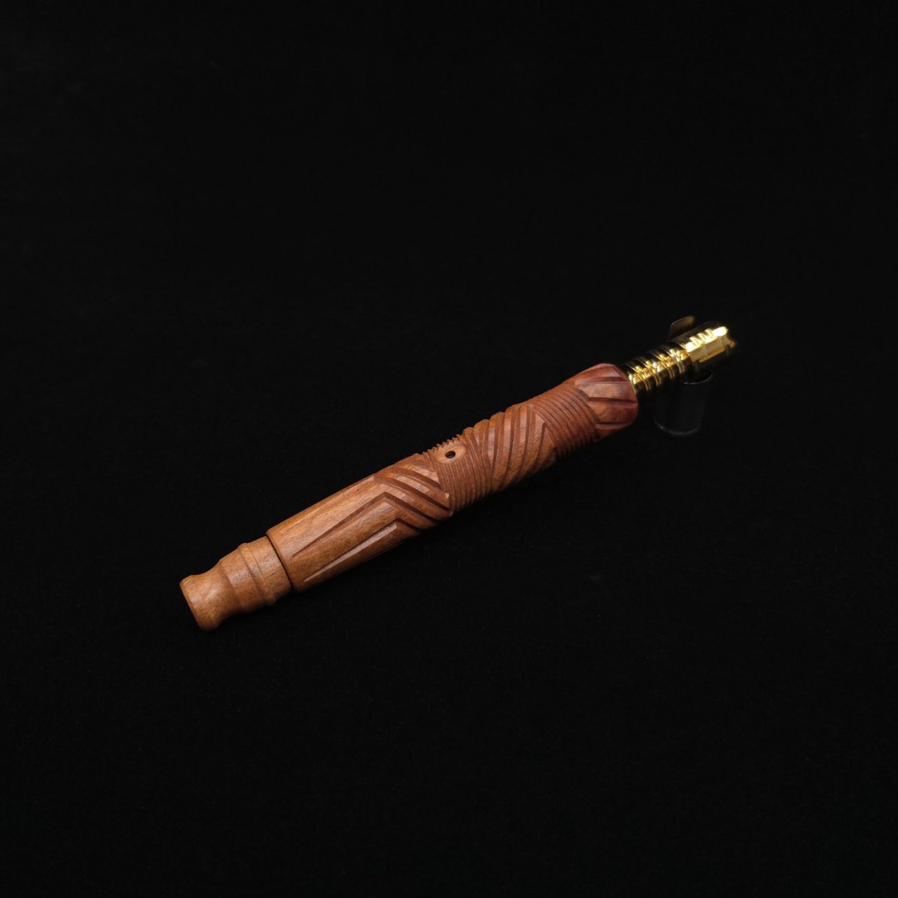 This image portrays Vertex XL Pink Ivory Burl Dynavap Stem + (2) Barrel Mouthpieces - NEW! ☘ by Dovetail Woodwork.