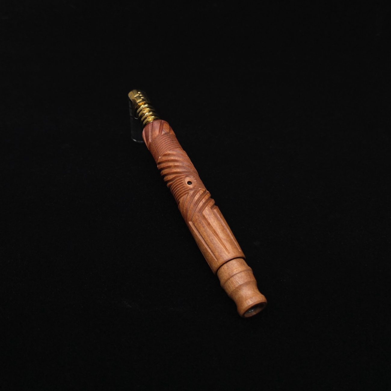 This image portrays Vertex XL Pink Ivory Burl Dynavap Stem + (2) Barrel Mouthpieces - NEW! ☘ by Dovetail Woodwork.