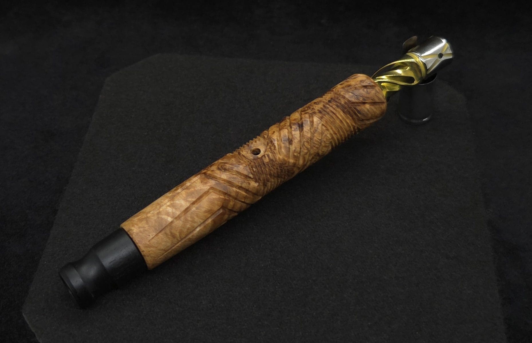 This image portrays Vertex XL Burl Dynavap Stem + Matched Ebony M.P. - NEW! ☘ by Dovetail Woodwork.
