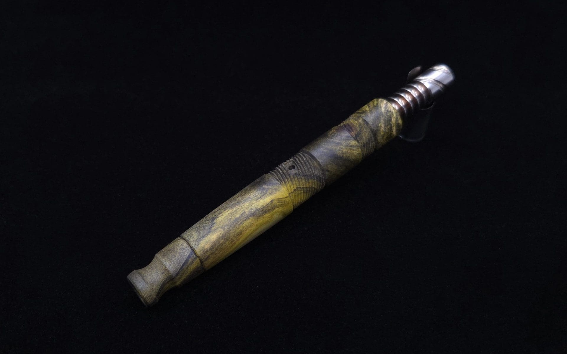 This image portrays High Class Vertex XL Burl Dynavap Stem + Book-Matched M.P. - NEW! ☘ by Dovetail Woodwork.