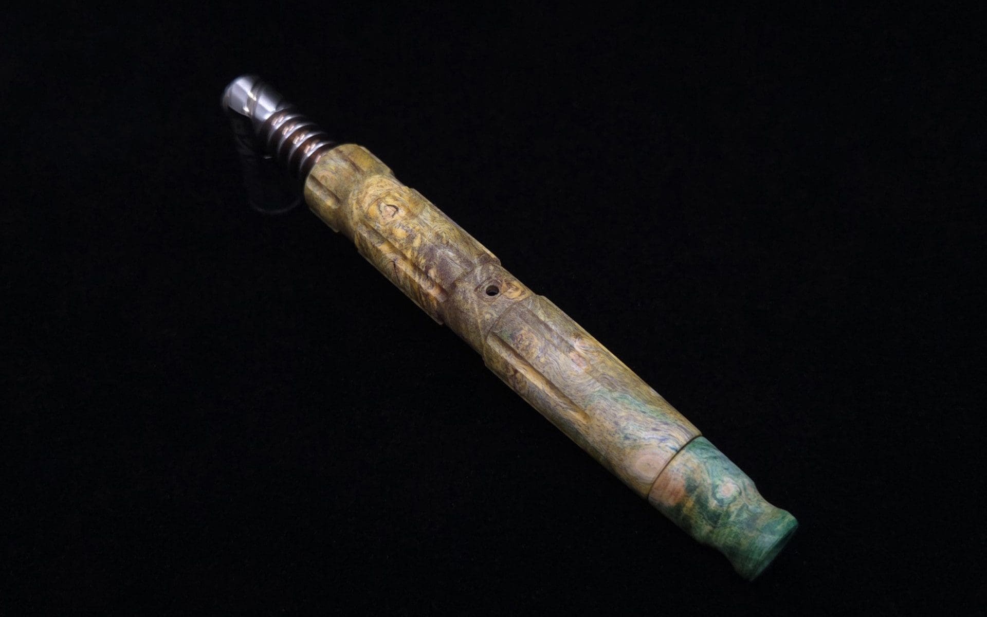 This image portrays High Class Specialty XL Burl Dynavap Stem + Book-Matched M.P. - NEW! ☘ by Dovetail Woodwork.