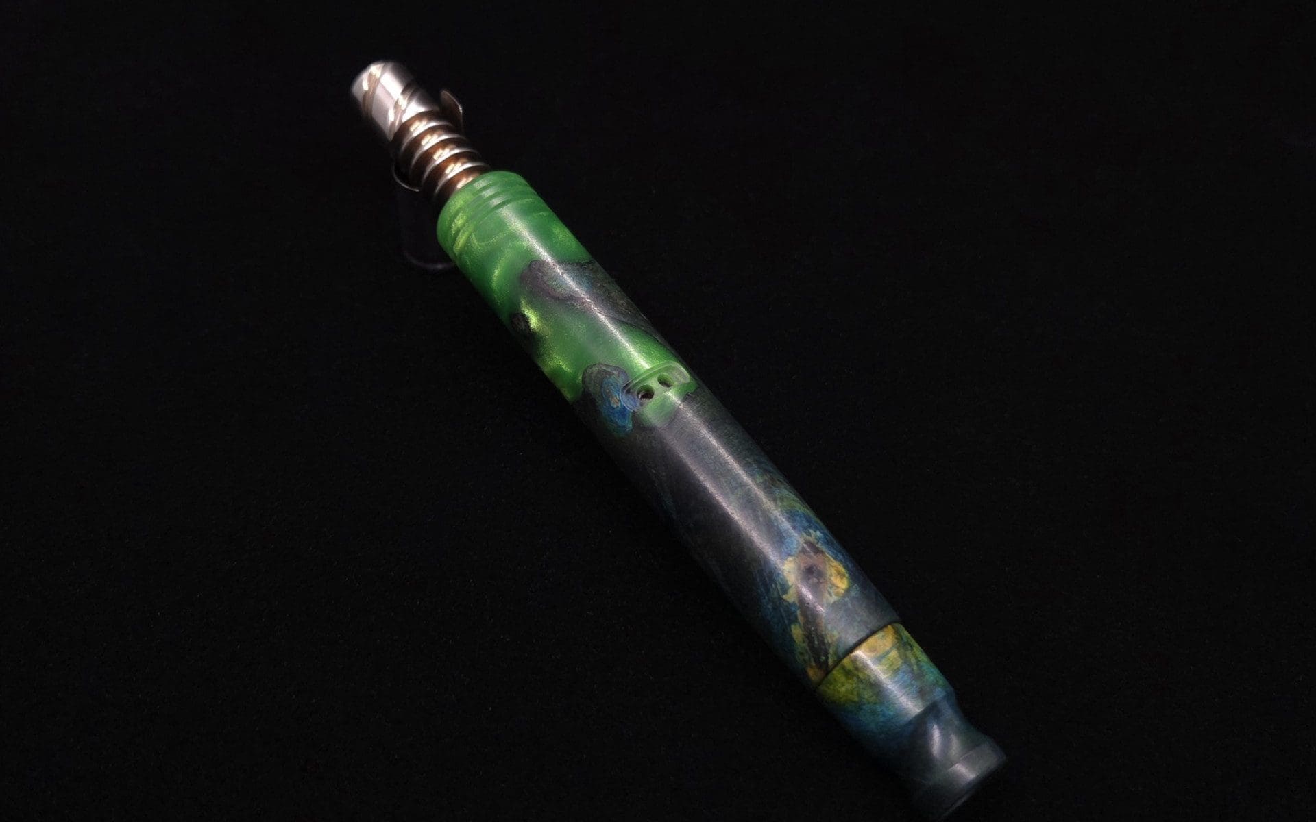 This image portrays Blunt XL Dynavap Hybrid Burl Stem + Book-Matched M.P. ☘ by Dovetail Woodwork.