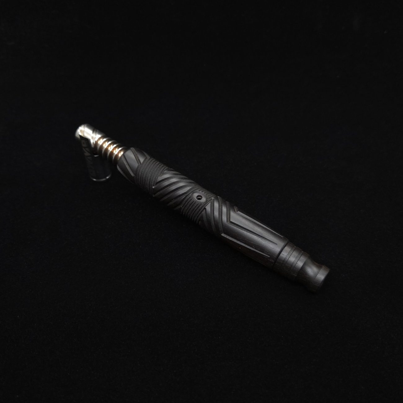 This image portrays Vertex XL Black Ebony Dynavap Stem + (2) Mouthpieces - NEW! ☘ by Dovetail Woodwork.