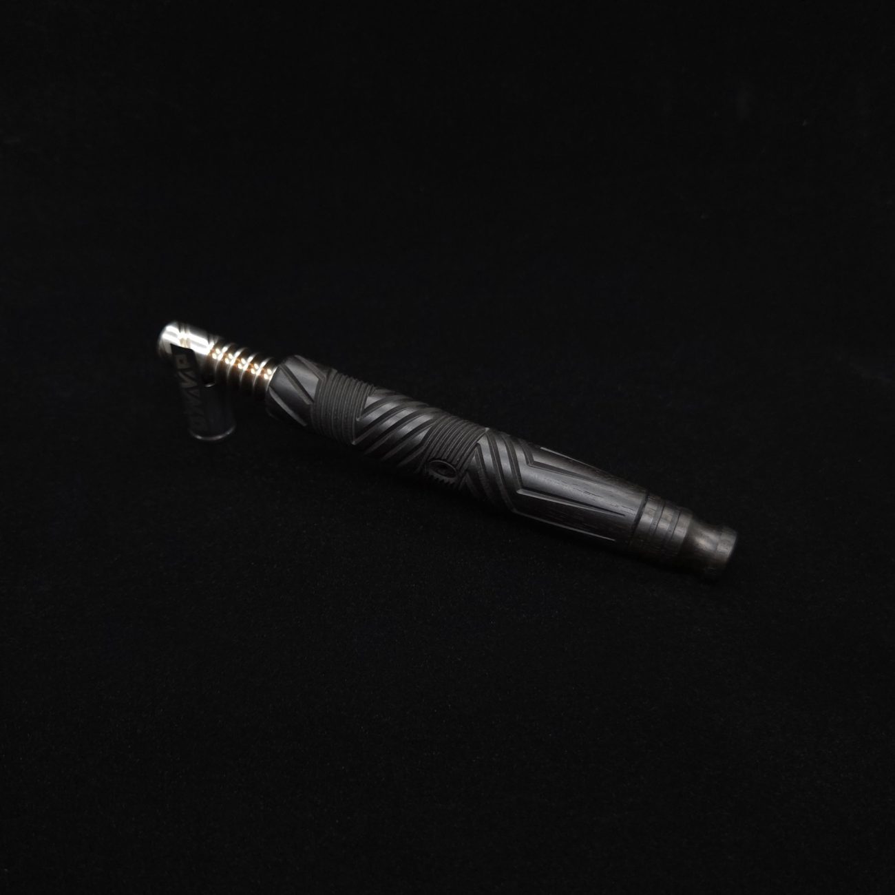 This image portrays Vertex XL Black Ebony Dynavap Stem + (2) Mouthpieces - NEW! ☘ by Dovetail Woodwork.