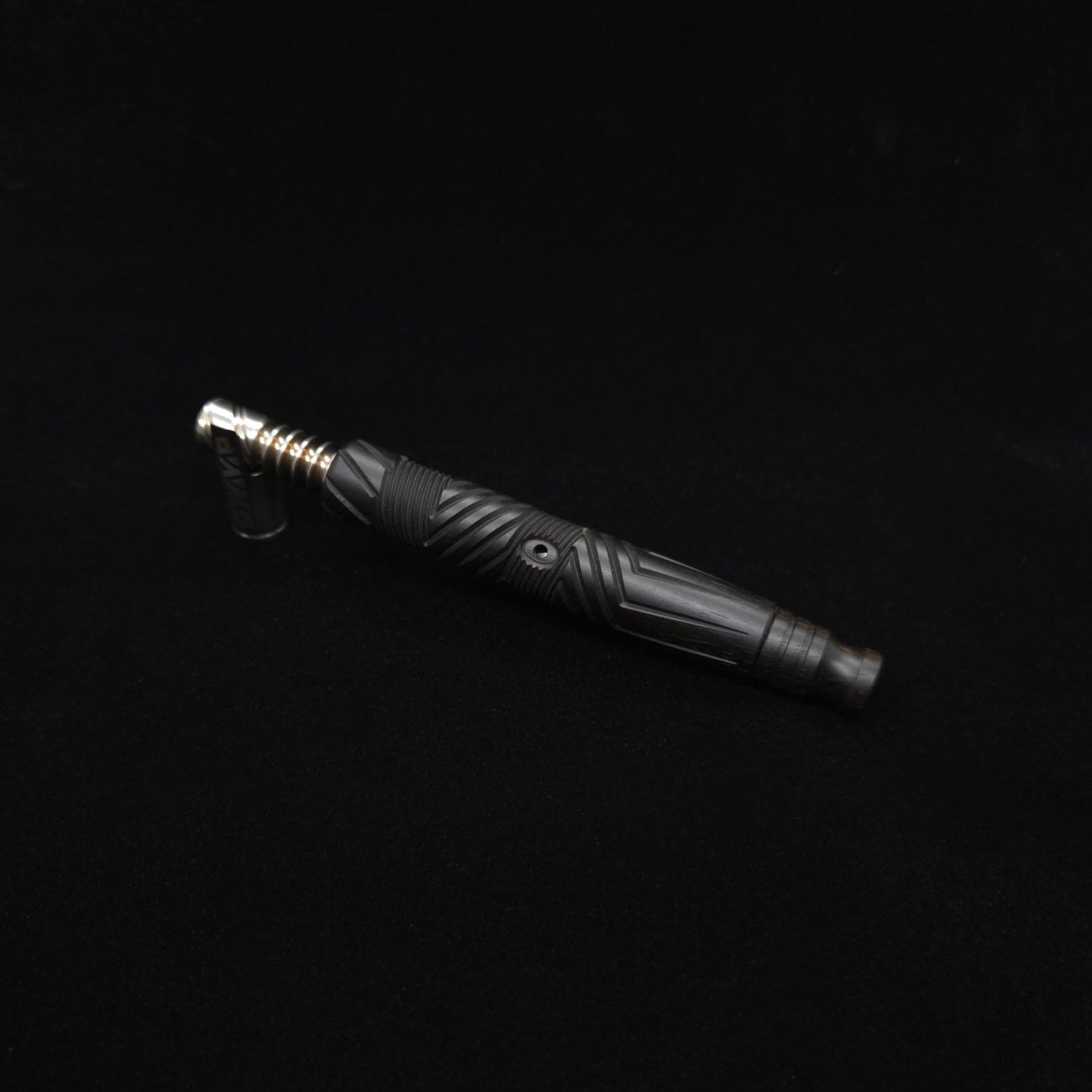 This image portrays Vertex XL Black Ebony Dynavap Stem + (2) Mouthpieces - NEW! ☘ by Dovetail Woodwork.