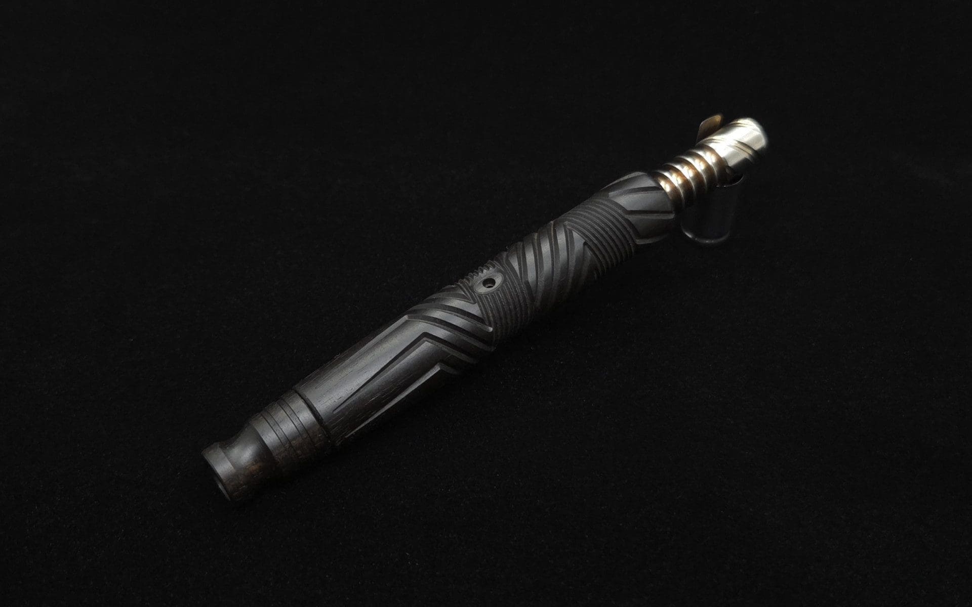 This image portrays Vertex XL Black Ebony Dynavap Stem + (2) Mouthpieces - NEW! ☘ by Dovetail Woodwork.