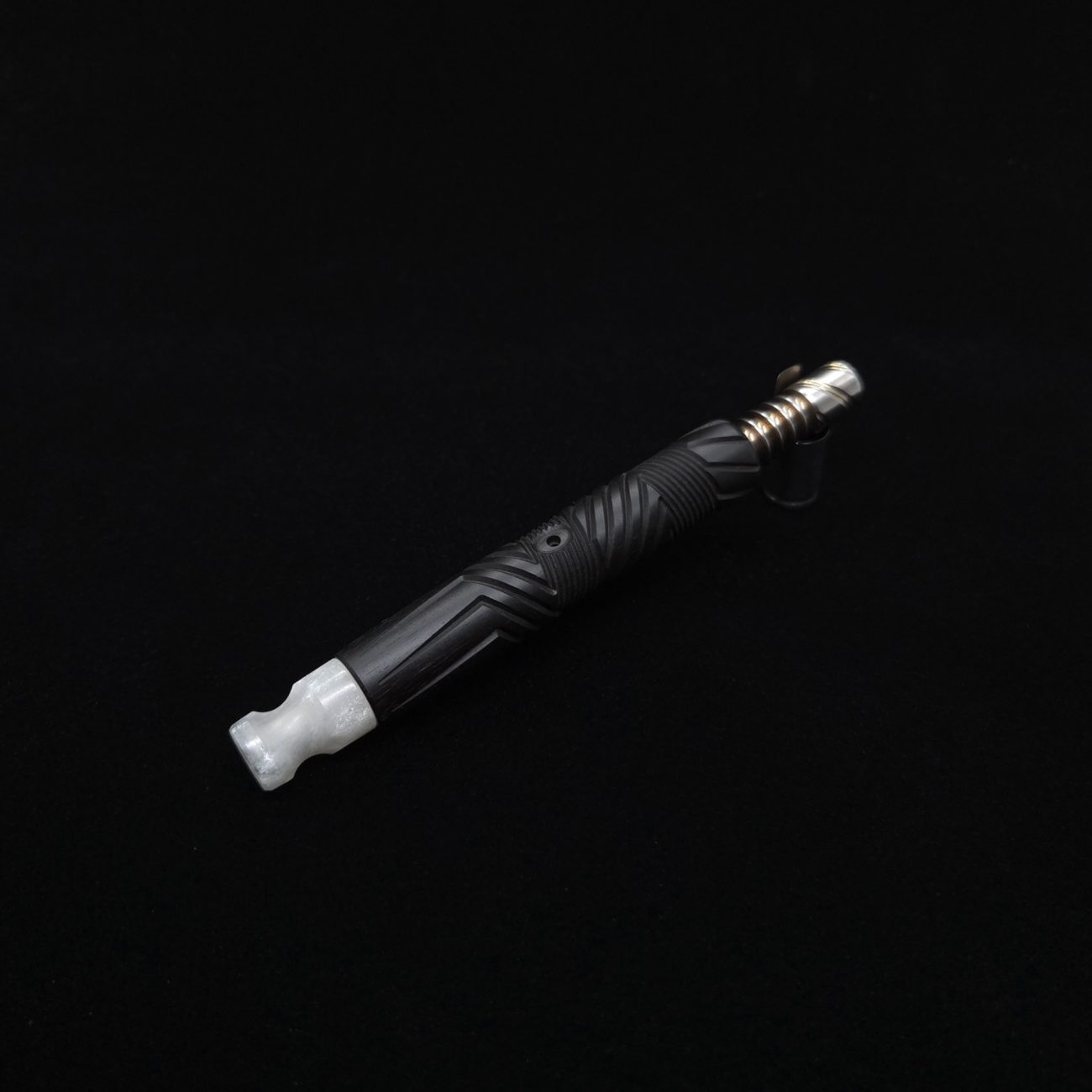 This image portrays Vertex XL Black Ebony Dynavap Stem + (2) Mouthpieces - NEW! ☘ by Dovetail Woodwork.
