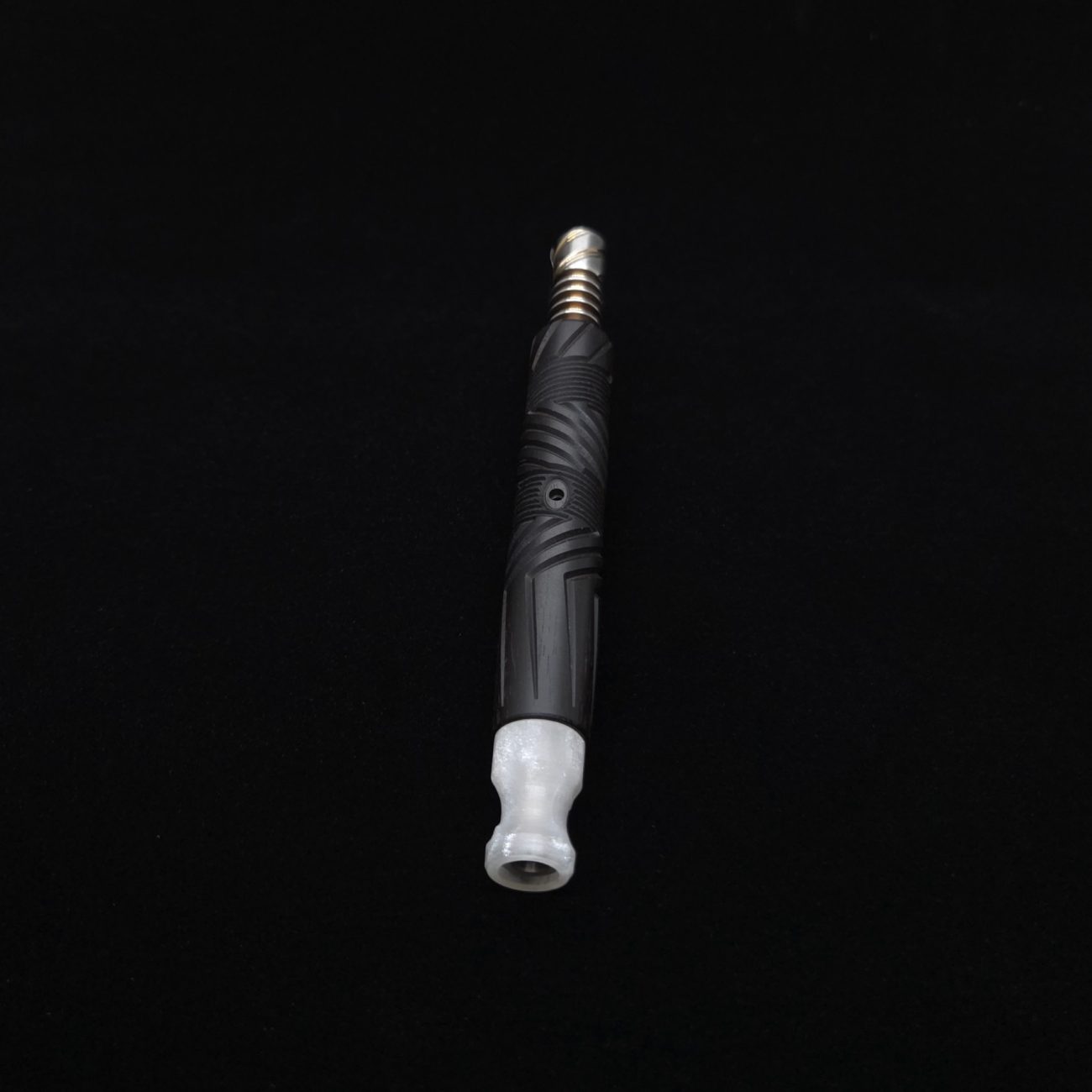 This image portrays Vertex XL Black Ebony Dynavap Stem + (2) Mouthpieces - NEW! ☘ by Dovetail Woodwork.
