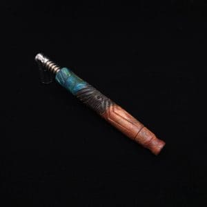 This image portrays Vertex XL Burl Hybrid Dynavap Stem + Book-Matched M.P. - NEW! 🎃 by Dovetail Woodwork.