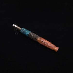 This image portrays Vertex XL Burl Hybrid Dynavap Stem + Book-Matched M.P. - NEW! 🎃 by Dovetail Woodwork.
