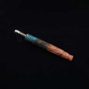 This image portrays Vertex XL Burl Hybrid Dynavap Stem + Book-Matched M.P. - NEW! 🎃 by Dovetail Woodwork.
