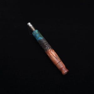 This image portrays Vertex XL Burl Hybrid Dynavap Stem + Book-Matched M.P. - NEW! 🎃 by Dovetail Woodwork.