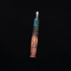This image portrays Vertex XL Burl Hybrid Dynavap Stem + Book-Matched M.P. - NEW! 🎃 by Dovetail Woodwork.