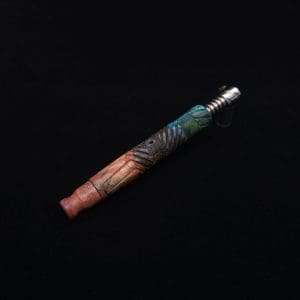 This image portrays Vertex XL Burl Hybrid Dynavap Stem + Book-Matched M.P. - NEW! 🎃 by Dovetail Woodwork.