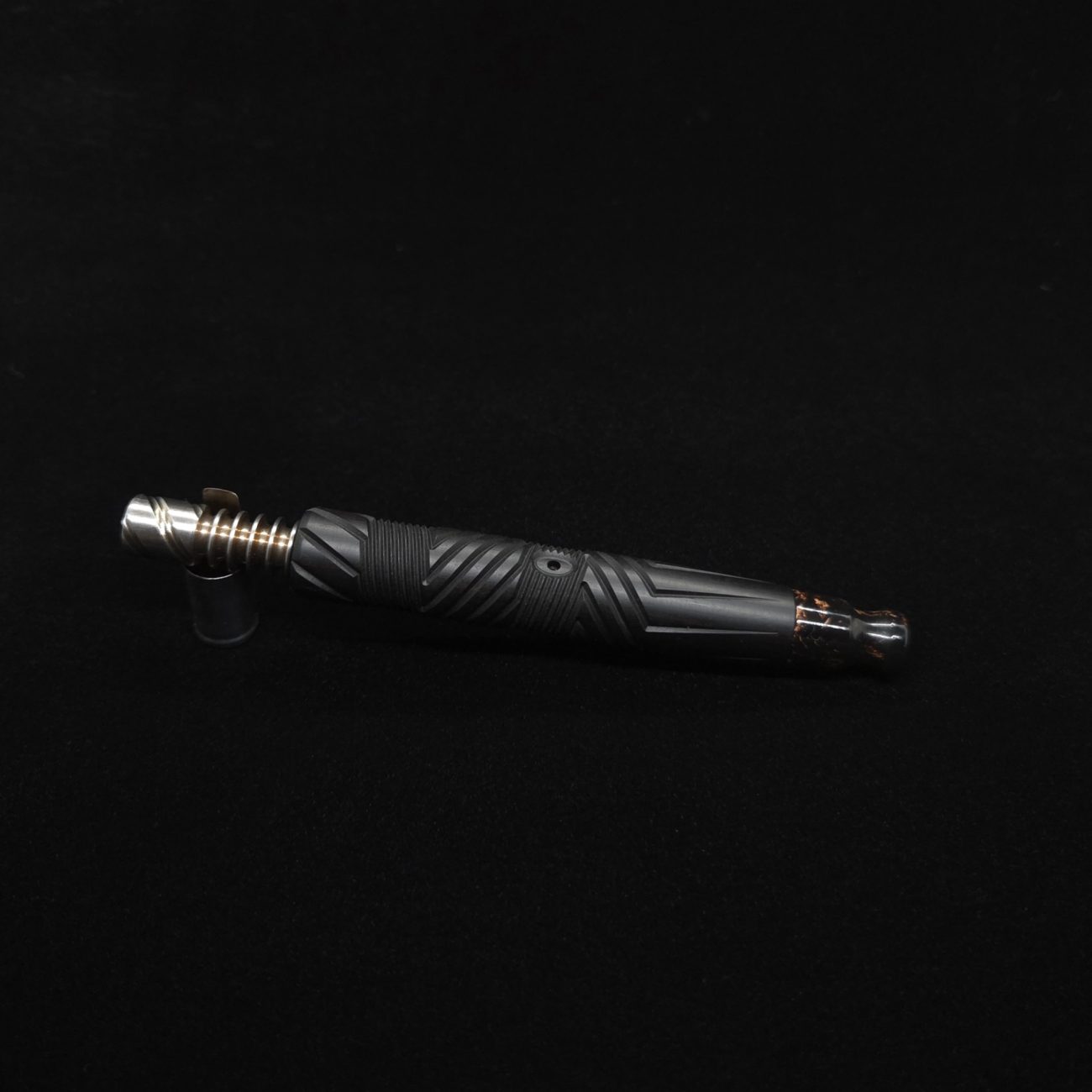 This image portrays Vertex XL Black Ebony Dynavap Stem + (2) Mouthpieces - NEW! ☘ by Dovetail Woodwork.