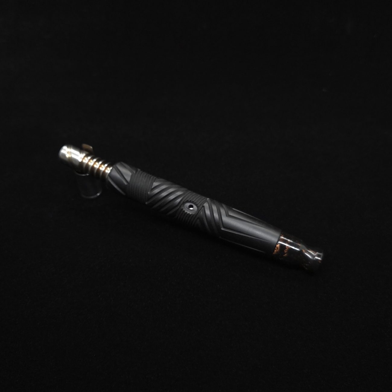 This image portrays Vertex XL Black Ebony Dynavap Stem + (2) Mouthpieces - NEW! ☘ by Dovetail Woodwork.