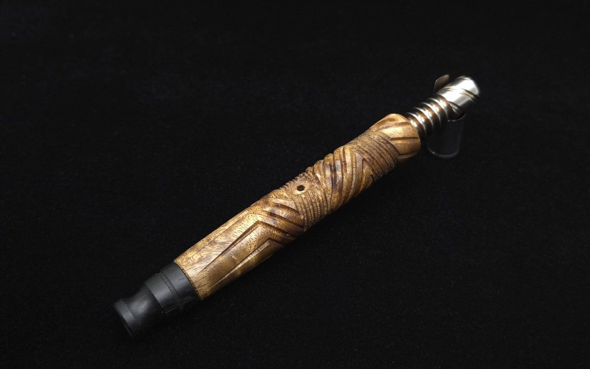 This image portrays Vertex XL Rare Kabukalli Burl Dynavap Stem + (2) Mouthpieces - NEW! ☘ by Dovetail Woodwork.