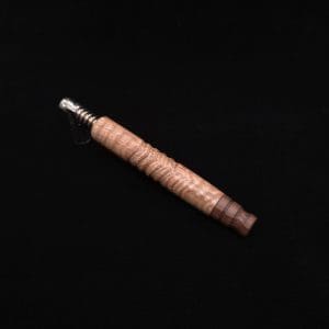This image portrays Viper XL Dynavap Stem Midsection/Curly Eucalyptus Burl + Matched Mouthpiece ☘ by Dovetail Woodwork.