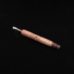 This image portrays Viper XL Dynavap Stem Midsection/Curly Eucalyptus Burl + Matched Mouthpiece ☘ by Dovetail Woodwork.