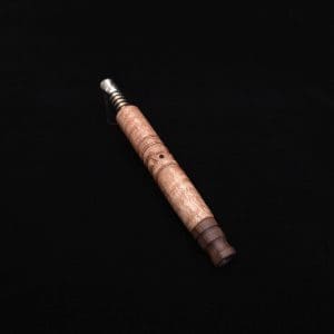 This image portrays Viper XL Dynavap Stem Midsection/Curly Eucalyptus Burl + Matched Mouthpiece ☘ by Dovetail Woodwork.