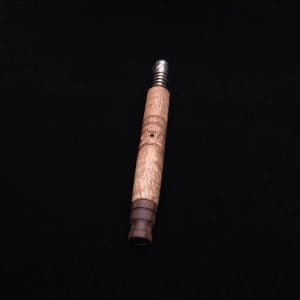 This image portrays Viper XL Dynavap Stem Midsection/Curly Eucalyptus Burl + Matched Mouthpiece ☘ by Dovetail Woodwork.