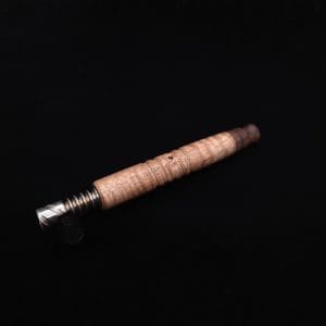 This image portrays Viper XL Dynavap Stem Midsection/Curly Eucalyptus Burl + Matched Mouthpiece ☘ by Dovetail Woodwork.