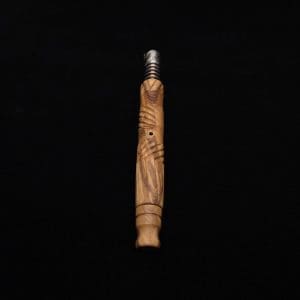 This image portrays Vertex XL Bethlehem Olivewood Dynavap Stem + Book-Matched Mouthpiece + Bonus 🎃 M.P. - NEW! ☘ by Dovetail Woodwork.