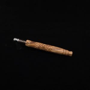This image portrays Vertex XL Bethlehem Olivewood Dynavap Stem + Book-Matched Mouthpiece + Bonus 🎃 M.P. - NEW! ☘ by Dovetail Woodwork.
