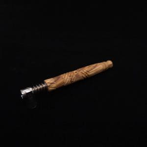 This image portrays Vertex XL Bethlehem Olivewood Dynavap Stem + Book-Matched Mouthpiece + Bonus 🎃 M.P. - NEW! ☘ by Dovetail Woodwork.