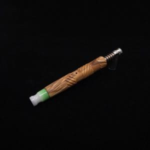This image portrays Vertex XL Bethlehem Olivewood Dynavap Stem + Book-Matched Mouthpiece + Bonus 🎃 M.P. - NEW! ☘ by Dovetail Woodwork.