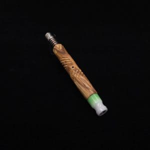 This image portrays Vertex XL Bethlehem Olivewood Dynavap Stem + Book-Matched Mouthpiece + Bonus 🎃 M.P. - NEW! ☘ by Dovetail Woodwork.