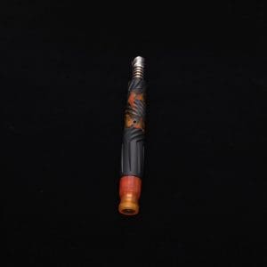 This image portrays Vertex Hybrid Luminescent XL Black Ebony Dynavap Stem + (2) Mouthpieces - NEW! ☘ 🎃 by Dovetail Woodwork.