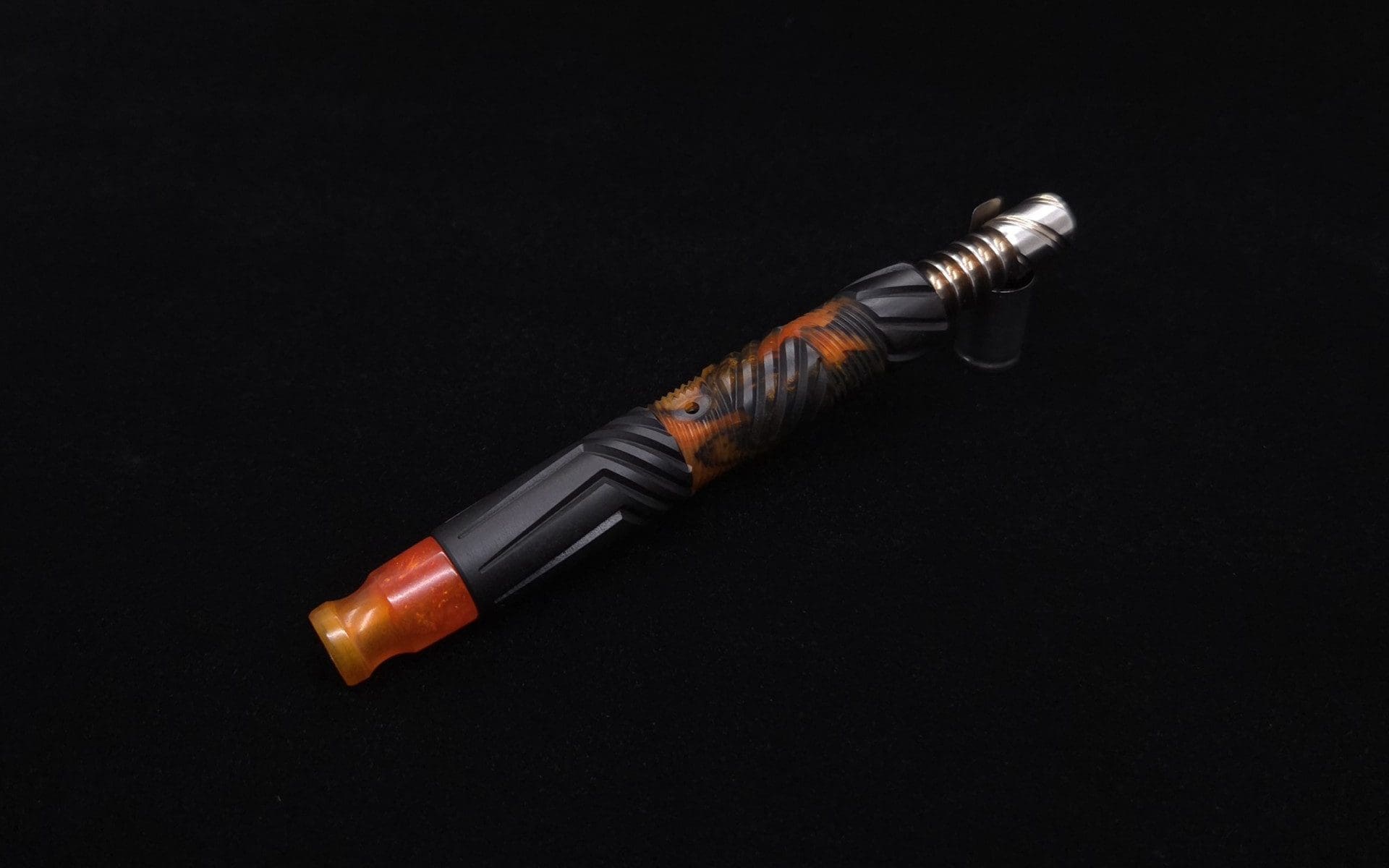 This image portrays Vertex Hybrid Luminescent XL Black Ebony Dynavap Stem + (2) Mouthpieces - NEW! ☘ 🎃 by Dovetail Woodwork.