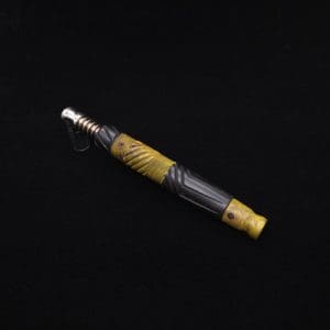 This image portrays Vertex Burl Hybrid XL Black Ebony Dynavap Stem + (2) Mouthpieces - NEW! ☘ 🎃 by Dovetail Woodwork.