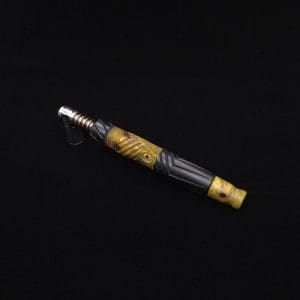 This image portrays Vertex Burl Hybrid XL Black Ebony Dynavap Stem + (2) Mouthpieces - NEW! ☘ 🎃 by Dovetail Woodwork.