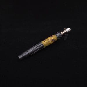 This image portrays Vertex Burl Hybrid XL Black Ebony Dynavap Stem + (2) Mouthpieces - NEW! ☘ 🎃 by Dovetail Woodwork.