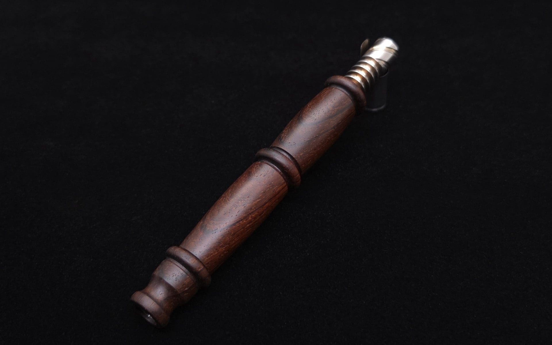 This image portrays High Class Cocobolo Fatty XL Dynavap Stem/WPA + Book-Matched Mouthpiece - NEW! ☘ 🎃 by Dovetail Woodwork.