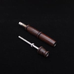 This image portrays High Class Cocobolo Fatty XL Dynavap Stem/WPA + Book-Matched Mouthpiece - NEW! ☘ 🎃 by Dovetail Woodwork.