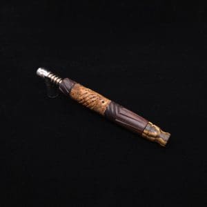 This image portrays Vertex Mixed Burl XL Dynavap Stem + (2) Mouthpieces - NEW! ☘ 🎃 by Dovetail Woodwork.