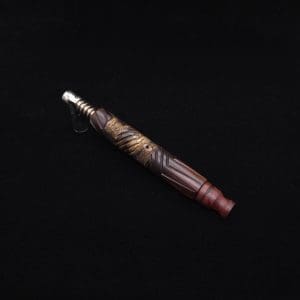 This image portrays Vertex Mixed Burl XL Dynavap Stem + Manzanita Burl Mouthpiece - NEW! ☘ 🎃 by Dovetail Woodwork.