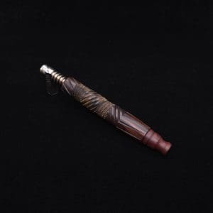 This image portrays Vertex Mixed Burl XL Dynavap Stem + Manzanita Burl Mouthpiece - NEW! ☘ 🎃 by Dovetail Woodwork.