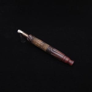 This image portrays Vertex Mixed Burl XL Dynavap Stem + Manzanita Burl Mouthpiece - NEW! ☘ 🎃 by Dovetail Woodwork.