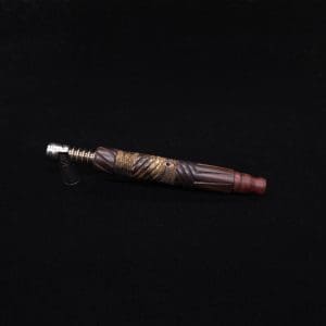 This image portrays Vertex Mixed Burl XL Dynavap Stem + Manzanita Burl Mouthpiece - NEW! ☘ 🎃 by Dovetail Woodwork.