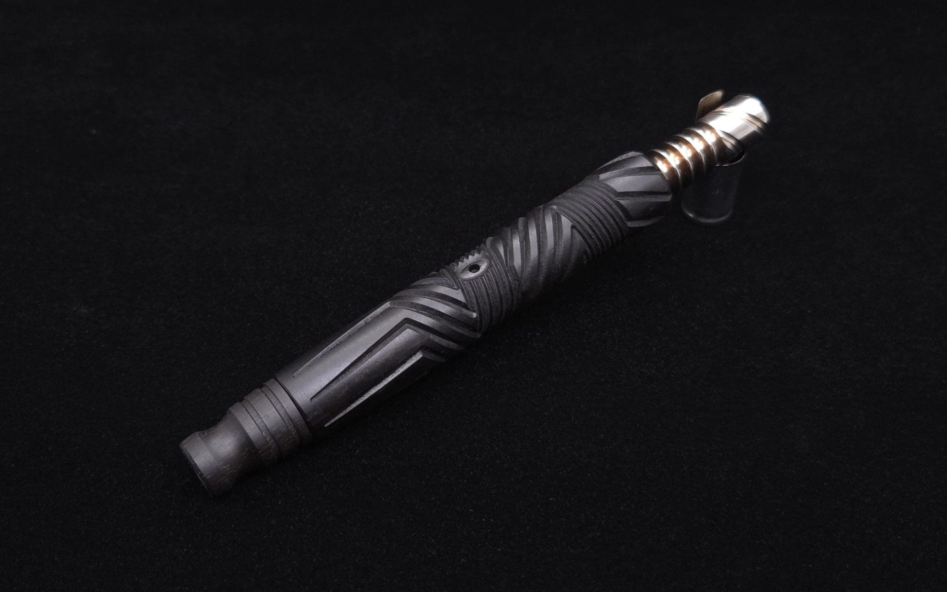 This image portrays Vertex XL Black Ebony Dynavap Stem + (3) Mouthpieces - NEW! ☘ 🎃 by Dovetail Woodwork.