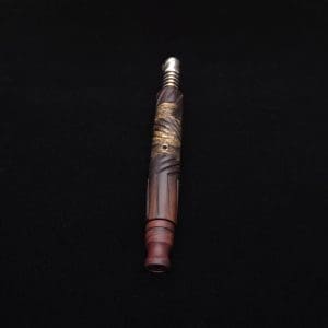 This image portrays Vertex Mixed Burl XL Dynavap Stem + Manzanita Burl Mouthpiece - NEW! ☘ 🎃 by Dovetail Woodwork.