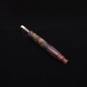 This image portrays Vertex Mixed Burl XL Dynavap Stem + Manzanita Burl Mouthpiece - NEW! ☘ 🎃 by Dovetail Woodwork.