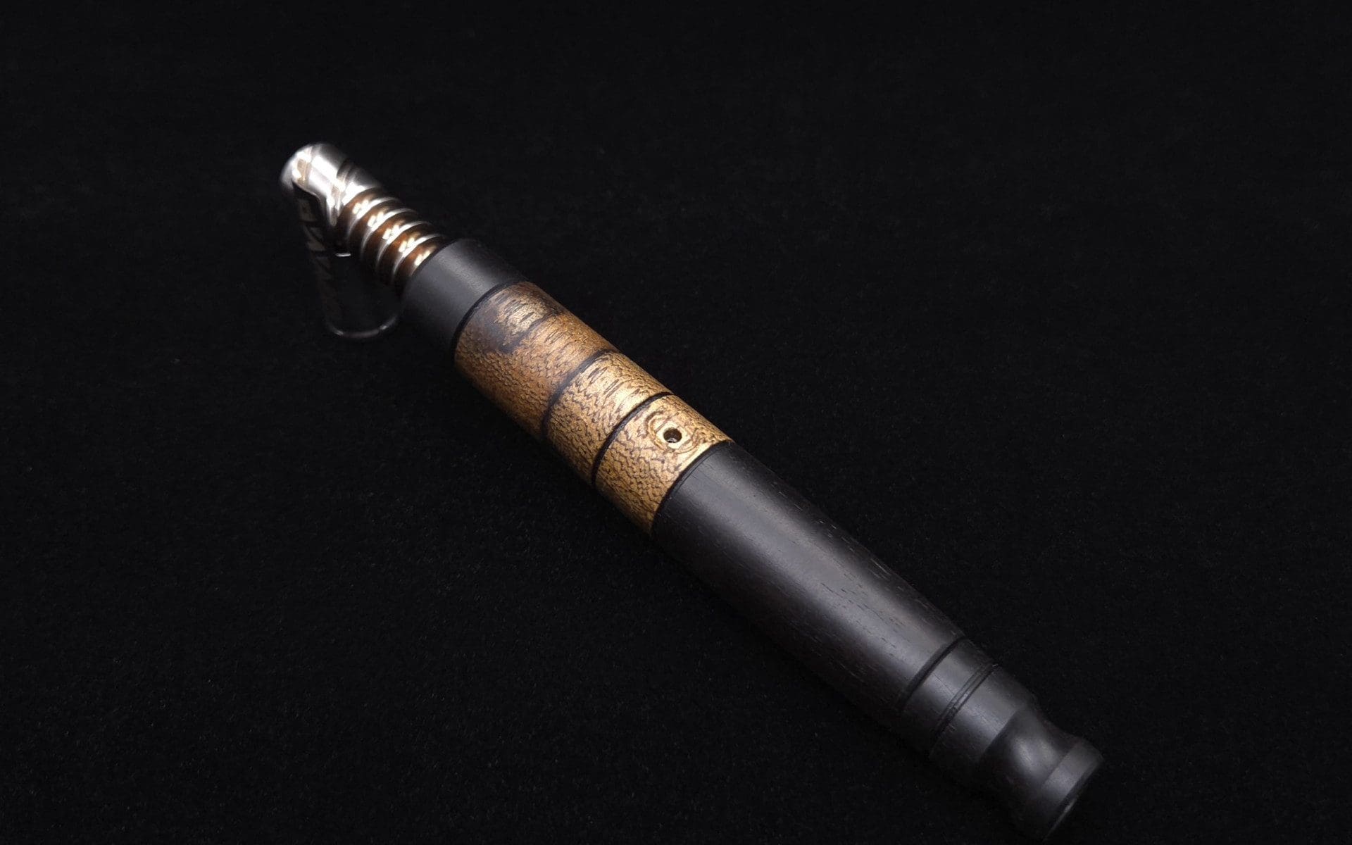 This image portrays High Class Blunt XL Dynavap Mixed Burl Stem + Book-Matched M.P. ☘ by Dovetail Woodwork.