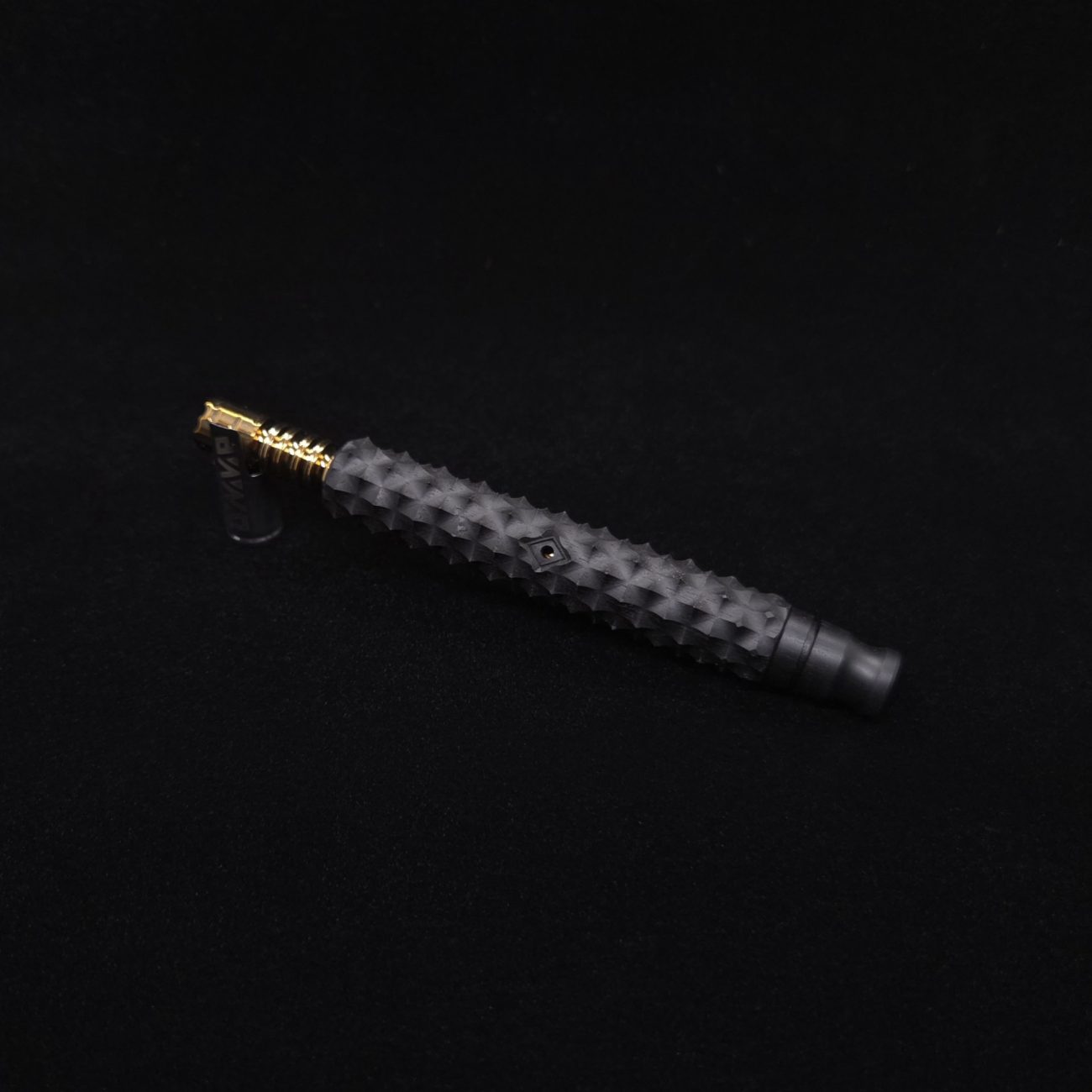 This image portrays Reaper Spine XL Ebony Wood Dynavap Stem + (2) Mouthpieces - NEW! 𓌜 🎃 by Dovetail Woodwork.